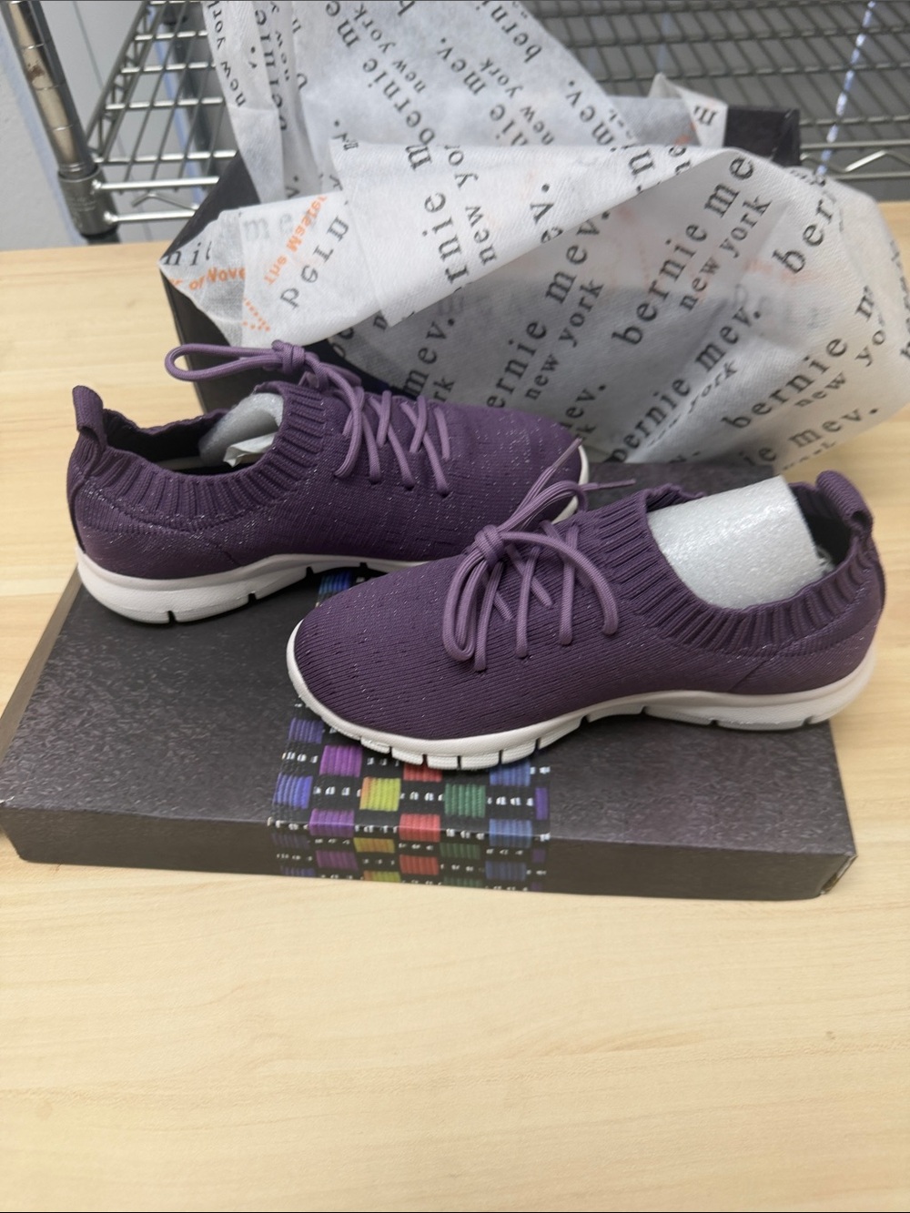 bernie mev. Knit Lace-Up Slip-On Sneakers in Purple euro 30 kids
